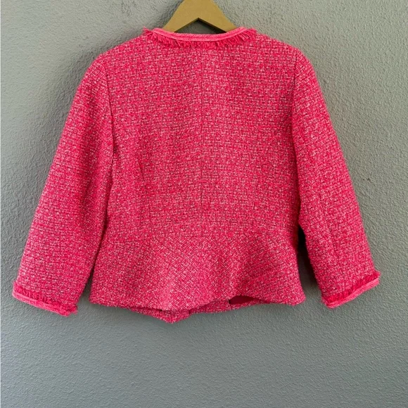 NWT Talbots Tweed Blazer with Fringe Detail Lined Button Up Peplum‎ Waist - Picture 3 of 6